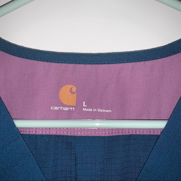 Women’s L Carhartt Teal Ripstop Solid V-Neck Scrub Top C17008 - Picture 3 of 10